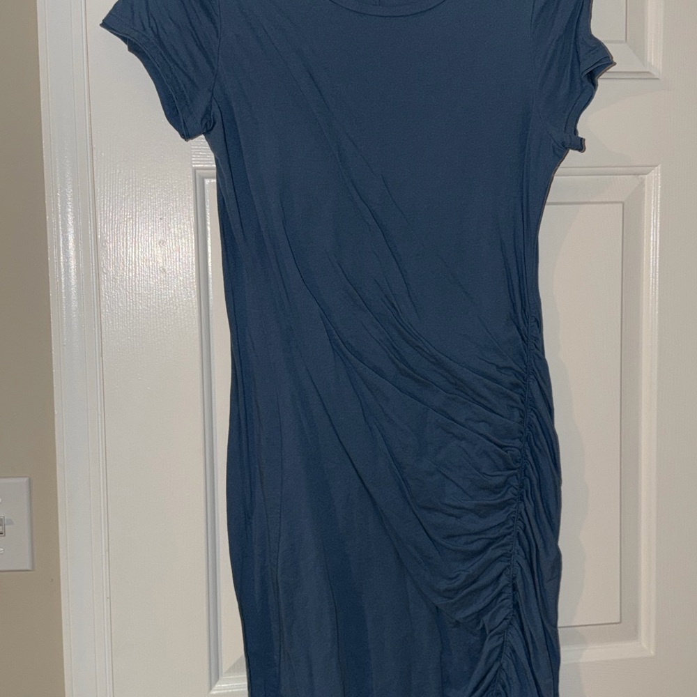 Elegant Blue Ruched Dress